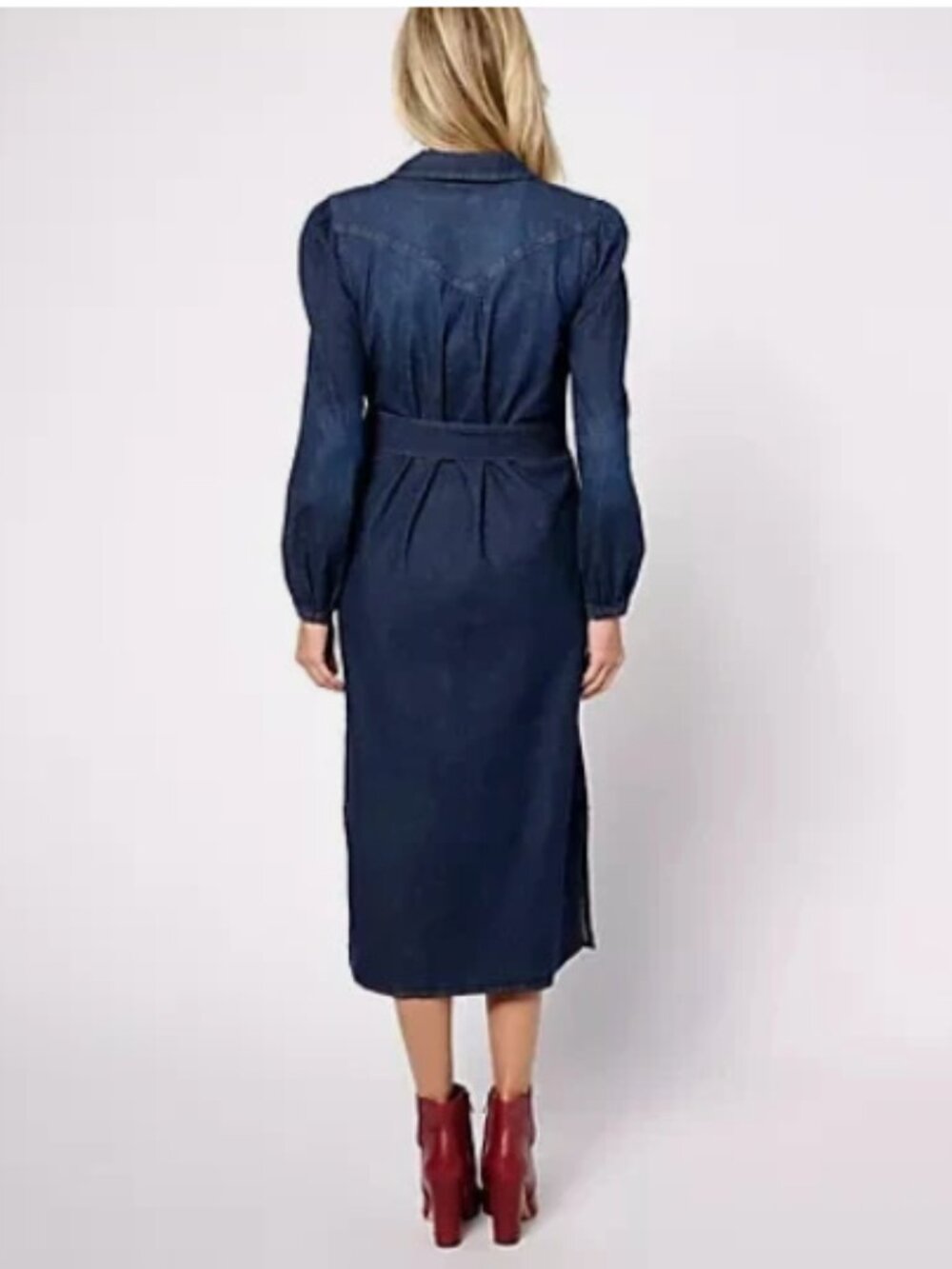 Denim & Co. Canyon Retreat Snap Front Denim Dress-Light Denim-2X-NEW-A623740 - Picture 2 of 2